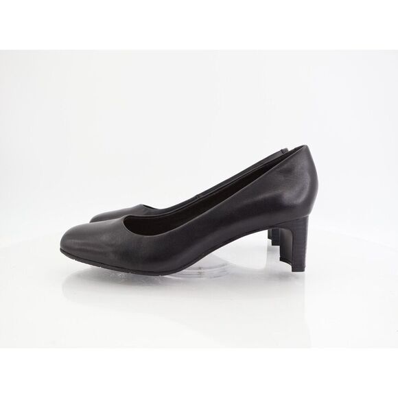 Clarks Kyndall Iris Pump Size 10 Black Leather Slip On Shoes Block Heel Career - Picture 3 of 12